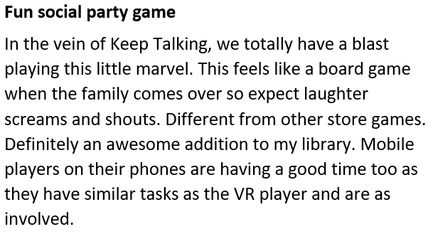 SpaceteamVR's tweet photo. Check out what some of our players have to say about #SpaceteamVR in our 5 star reviews.
BUY NOW:
https://t.co/A43uDpyUYo
https://t.co/yLCnFeEjbC https://t.co/qJrX2b5RCY
