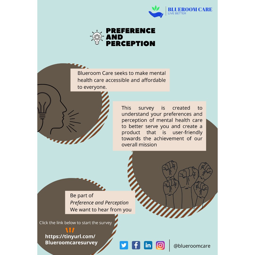 Blueroomcare's tweet photo. Be part of "Preference and Perception" by clicking the link  below 👇🏽👇🏽
 https://t.co/GK7QSG99vT

#blueroomcare💙 #blueroomcare #mentalhealthawareness #mentalhealth #survey https://t.co/n2XT3p41mP