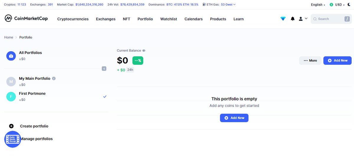 Kot_Traider's tweet photo. А вы уже создали свое портфолио на CMC?
#CoinMarketCap #cryptocurrencies #portfolio https://t.co/7mSieF8aYc