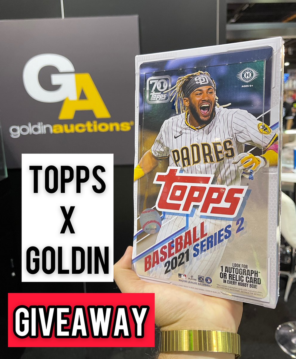 GoldinCo's tweet image. We’ve teamed up with Topps to GIVEAWAY a Hobby box of 2021 Series 2.

To Enter:
1. Like ❤️ 
2. Follow @Topps, @GoldinAuctions &amp;amp; @KenGoldin 🤝
3. Retweet ♻️ 

Winner will be selected this Friday (Aug 6). Good luck! 🍀