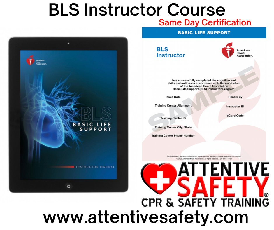 AttentiveSafety's tweet image. Attentive Safety offers the American Heart Association BLS Instructor Course for individuals seeking to become BLS Instructors. Register: attentivesafety.com/bls-instructor… #blsinstructor #blsprovider #blsrenewal #blsskills #bls #cpr #aed #healthcare #healthcareprovider #physician #nurse