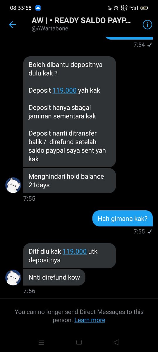 kvarinaespa's tweet image. Halooo tolong bantuan rt nya ya. Dan tolong jgn ada yg top up paypal di @awartabone dia nipu. Akun ku udh di block 2 sama dia. Tolong kak jgn jd org jahat karna uang 238k... 

Tag topup scam saldo paypal pp wts wtt wtb co web tf cv wd withdraw #zonauang #zonabu #zonaba #zonajajan