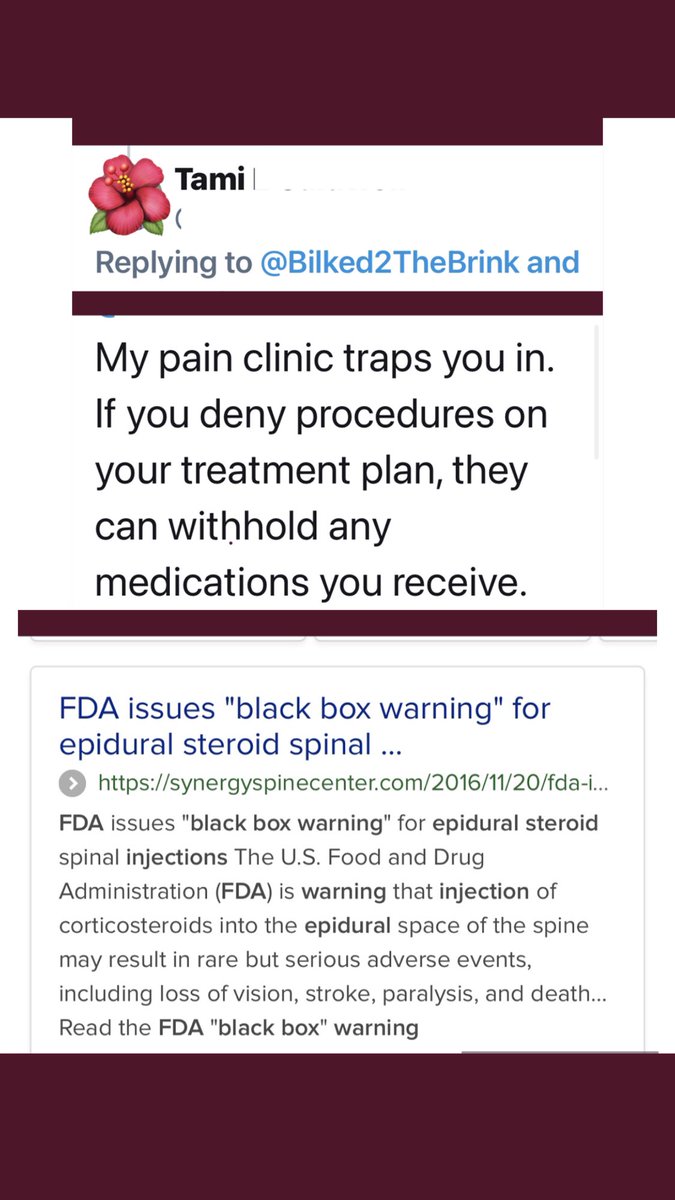 LEGAL MINDS??? 
Patients are being forced and coerced to undergo in violation of a #blackboxwarning 
a procedure and product -an intramuscular injectable “Must NOT be used via the epidural route.” - 2014 
FORCED EPIDURAL STEROID INJECTIONS #blackboxwarning
