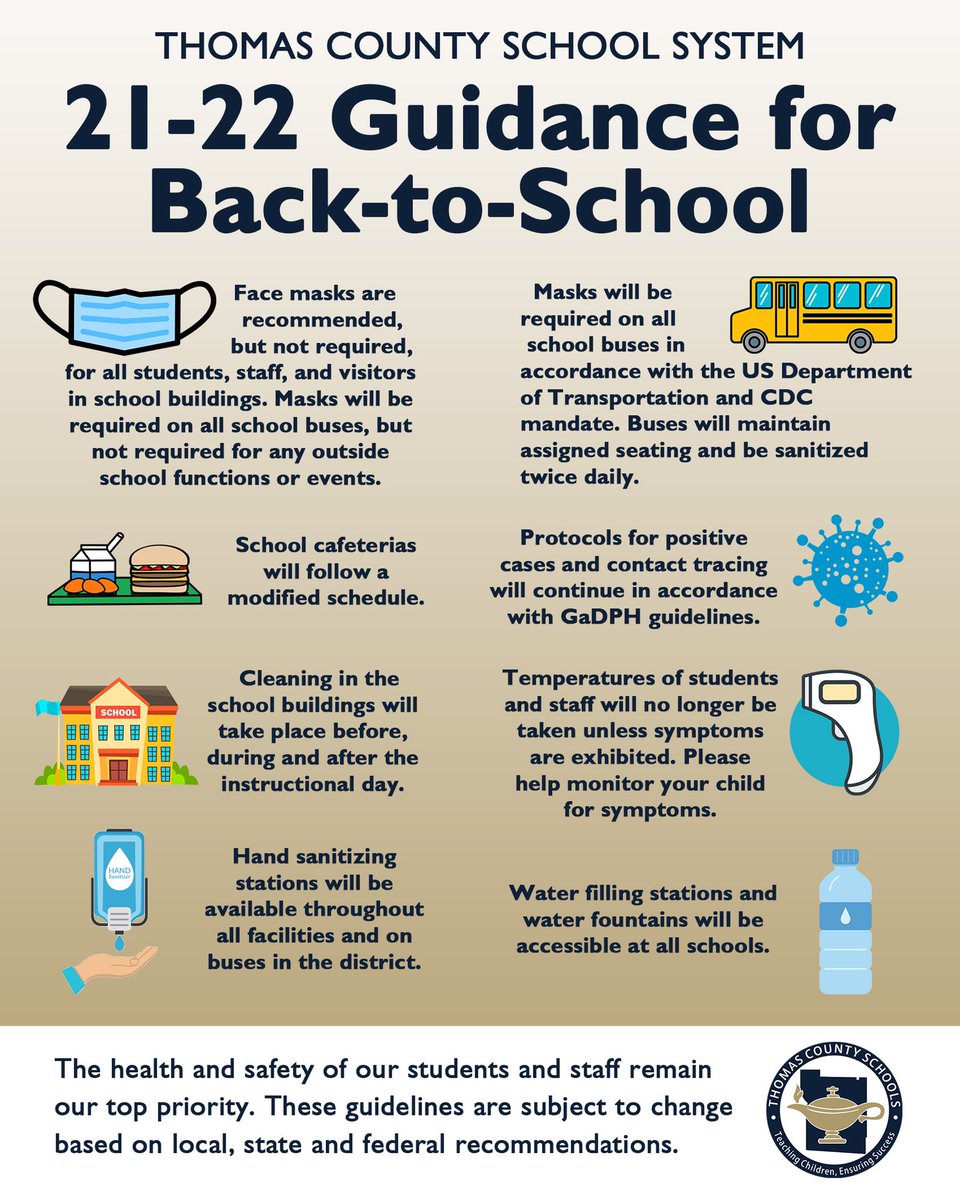 We are excited about seeing our students at their open houses this week, and we look forward to school starting on Monday, August 9. Please click on the link below to read an important letter from Superintendent Dr. Lisa Williams. 

thomas.k12.ga.us/userfiles/7/my…