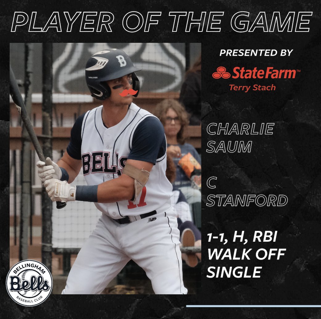 Bellingham Bells (@bhambells) on Twitter photo One at-bat was all it took. <a href="/C_Saum13/">Charlie Saum</a> sent us home with a pinch-hit walk off today, and for that.... he's today's Terry Stach State Farm Player of the Game!
Congratulations Charlie! π
#GoBells π One at-bat was all it took. <a href="/C_Saum13/">Charlie Saum</a> sent us home with a pinch-hit walk off today, and for that.... he's today's Terry Stach State Farm Player of the Game!
Congratulations Charlie! π
#GoBells π