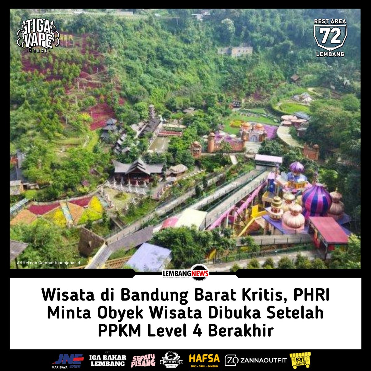 Pengusaha wisata di Kabupaten Bandung Barat (KBB) meminta obyek wisata dibuka kembali setelah PPKM Level 4  berakhir pada 2 Agustus 2021.