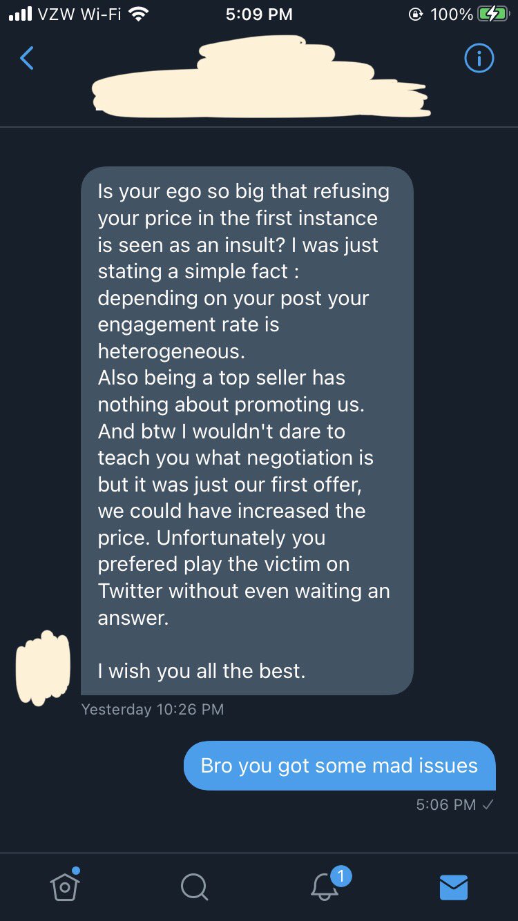 Beta's Inferno on Twitter: "Bro the company that reached out to me, insulted my engagement then