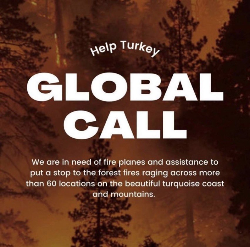 112 fires have broken out amongst my beautiful country…we do not have the necessary resources to stop the fires, they keep growing and spreading as we speak. Please globally spread the word…this is our planet, our home! We need help. #helpturkey