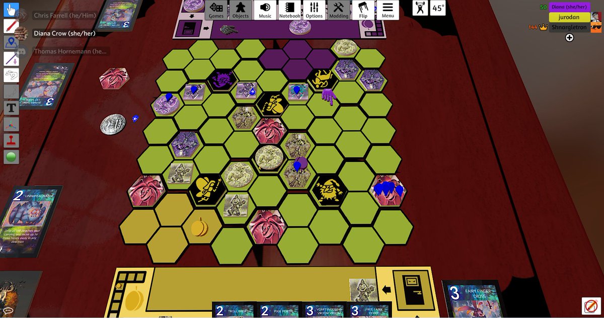 dinerstategames's tweet photo. I playtested Seize the Peach by Chris Farrell at @BreakMyGameG Sunday playtesting! It's a capture the flag game (or, rather, seize the peach game) where players control teams of magical fey creatures attempting to steal the sweet fruit. #playtest #boardgame https://t.co/G6MVei4L8U