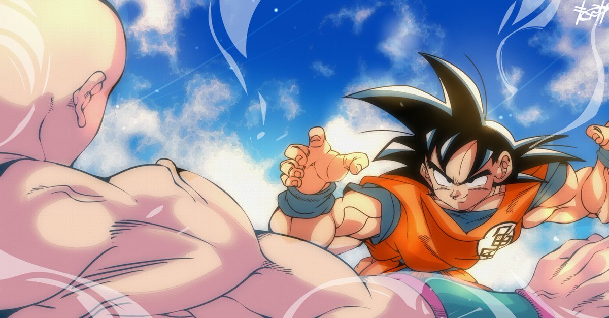DRAGONBALL--- 天津飯VS孫悟空(天下一武闘会) #ドラゴンボール #イラスト