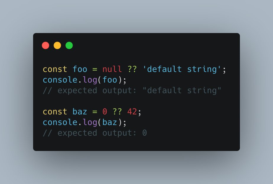#Javascript The nullish coalescing operator (??) is a logical operator that returns its right-hand side operand when its left-hand side operand is null or undefined, and otherwise returns its left-hand side operand. https://t.co/ZN1WfHacYn