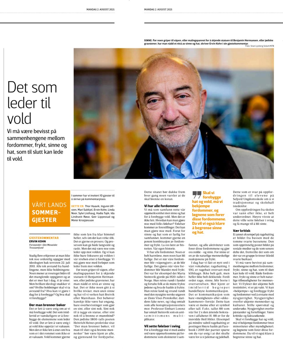 (((Ervin Kohn))) (@ervin01) on Twitter photo I min kommentar i <a href="/vaartland/">Avisen Vårt Land</a> 2.8. skriver jeg om rage baiting, hundefløytekommunikasjon, fake news, fordommer, frykt, sinne, hat og vold. Hvilket oppgjør skulle vi ha tatt etter 22/7? Bidro rosetogene til at det er mer hat i samfunnet i dag? I min kommentar i <a href="/vaartland/">Avisen Vårt Land</a> 2.8. skriver jeg om rage baiting, hundefløytekommunikasjon, fake news, fordommer, frykt, sinne, hat og vold. Hvilket oppgjør skulle vi ha tatt etter 22/7? Bidro rosetogene til at det er mer hat i samfunnet i dag?