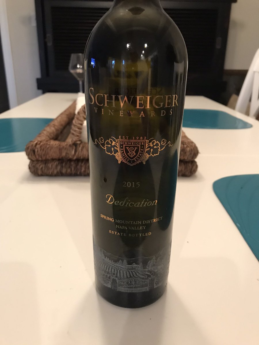 Sunday evening steak dinner with 2015 Dedication from <a href="/Schweiger/">Schweiger Vineyards</a> Vineyards. Absolutely awesome!