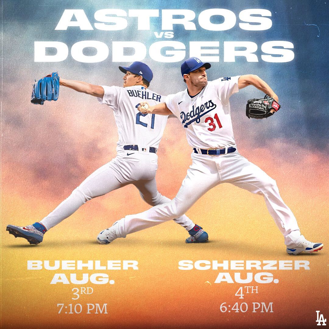 Dodgers's tweet photo. Buehler.
Scherzer.
Be there.

🎟️: https://t.co/DZQkfNepSL https://t.co/T88njHrnco