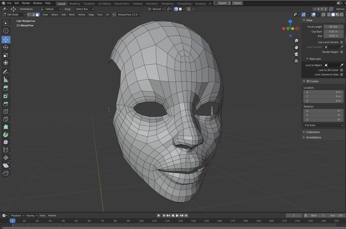JohncIsm's tweet photo. When I'm working on retopologizing a character. There are certain points when it looks cool part of the way in. Like now, I just started working on the retopo for this character. #Blender3d #CGArt #Retopo #digitalart #WiP https://t.co/3w5fcJEF5D