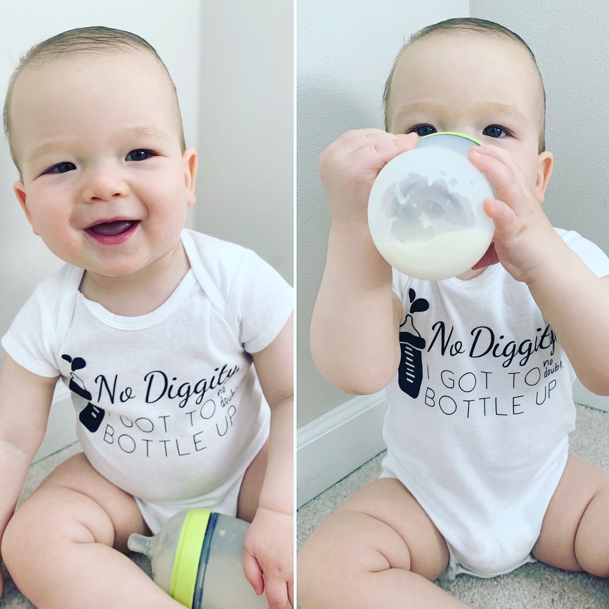 moderngrin's tweet photo. This kid is doing our #nodiggity onesie justice with that bottle in his hand! How cute is this kid?! Check out this onesie, also available as a tshirt, &amp; other designs on our Etsy store. Link in profile! #nodiggitynodoubt #igottobagitup #blackstreet #90srnb #90smusic #babyfashion https://t.co/lmcAY3Ytdz
