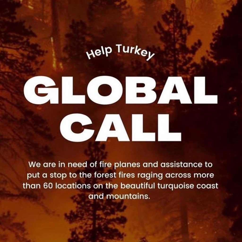 Their people, animals and nature is dying. They don't have enough fire fighting planes. Turkey needs all the support and help 
#helpturkey
#havadanmudahaleistiyoruz