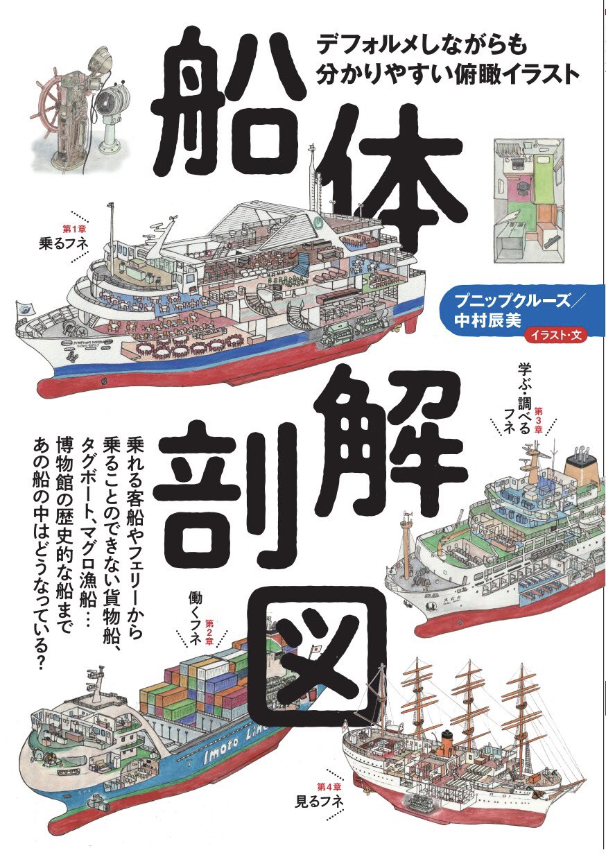 Punip Cruises プニップ クルーズ 客船 フェリー 貨物船 タグボート 漁船 練習船 保存船など36隻の船を切り開いて図解する 船体解剖図 はイカロス出版より9月15日発売予定です 只今amazonにて予約受付中 A5サイズ 164ページ 予定価格1870円