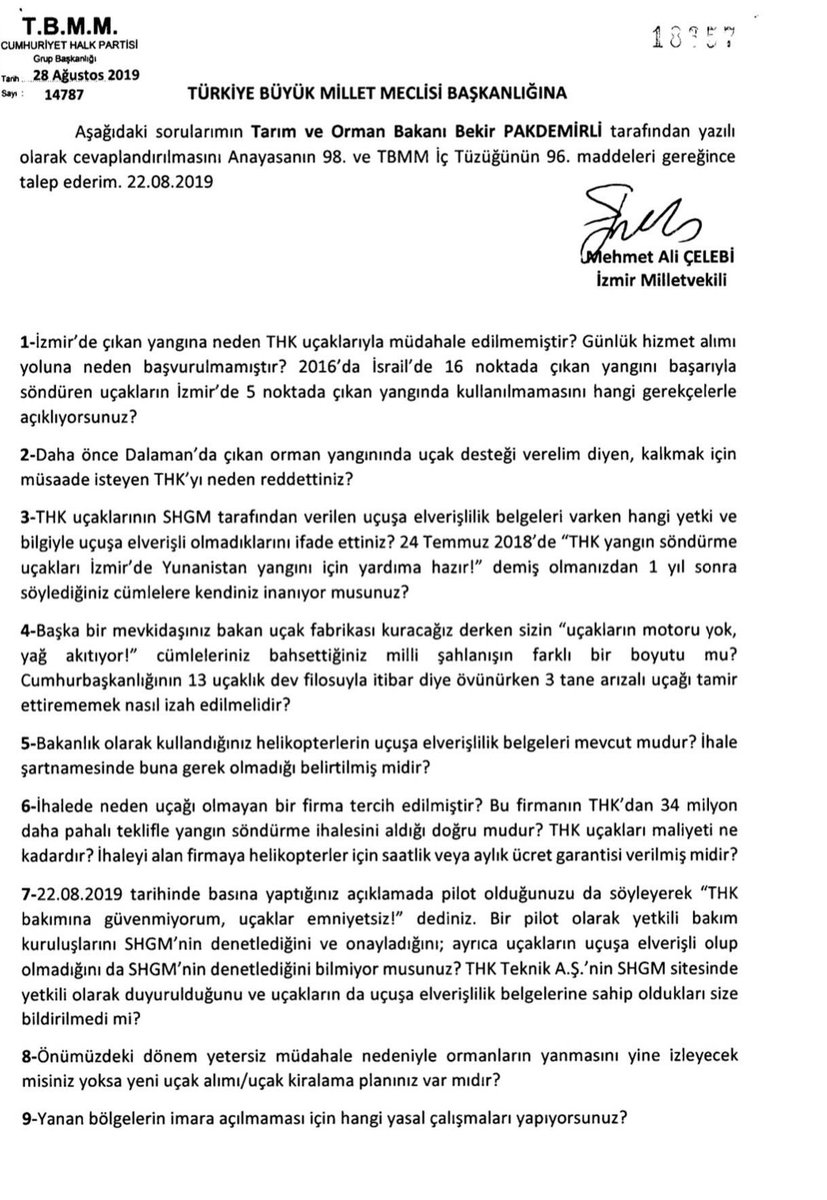 celebimehmeta's tweet photo. Orman yangınları konusunda 
-Araştırma önergesi verdim.KAALE ALMADIN

-Soru önergesi verdim. ARAÇ,GEREÇ,PERSONEL YETERLİ dedin.

-Komisyonda yüzüne THK uçakları sertifikalı dedim. TANIMAM dedin. 
Yeni uçak al yangını izleme dedim. 
İZLEDİN.

İSTİFA ET PAKDEMİRLİ!

(belgeler ekte) https://t.co/lOm48TS5bQ