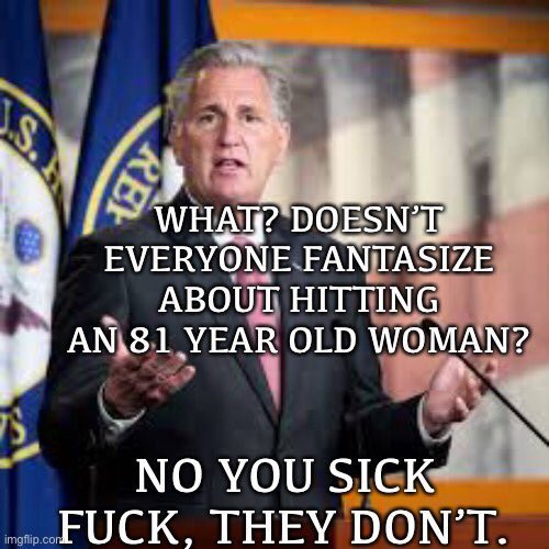 Abba_Annabelle's tweet image. Threatening ANYONE with a mallet is not a joke. 

It’s a threat.    #ResignMcCarthy