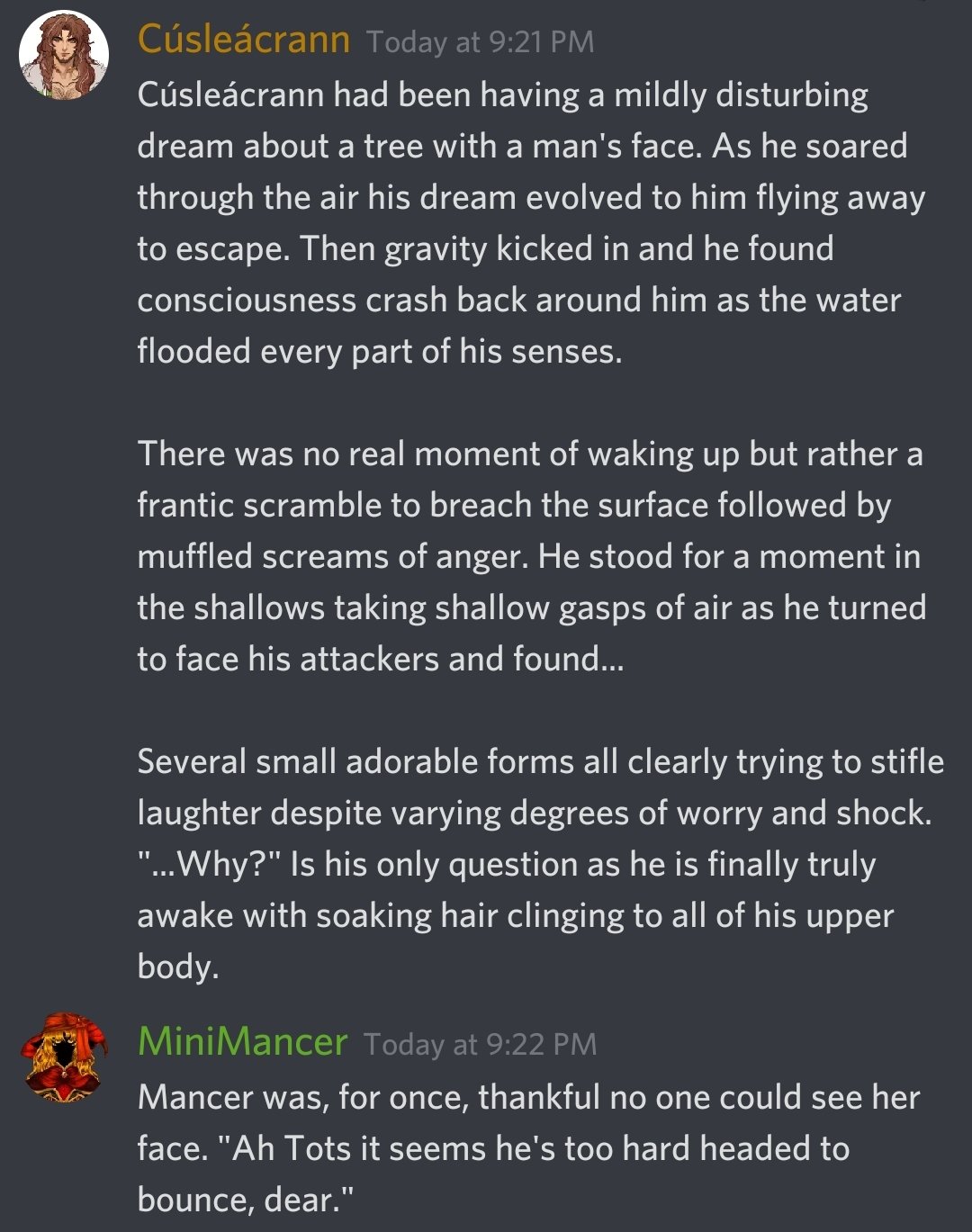 Cúsleácrann on X: I invite everyone into The House of Copper Hounds and  what do they do? Yeet me into the lake while I'm sleeping. Atleast the new  role-playing discord server for