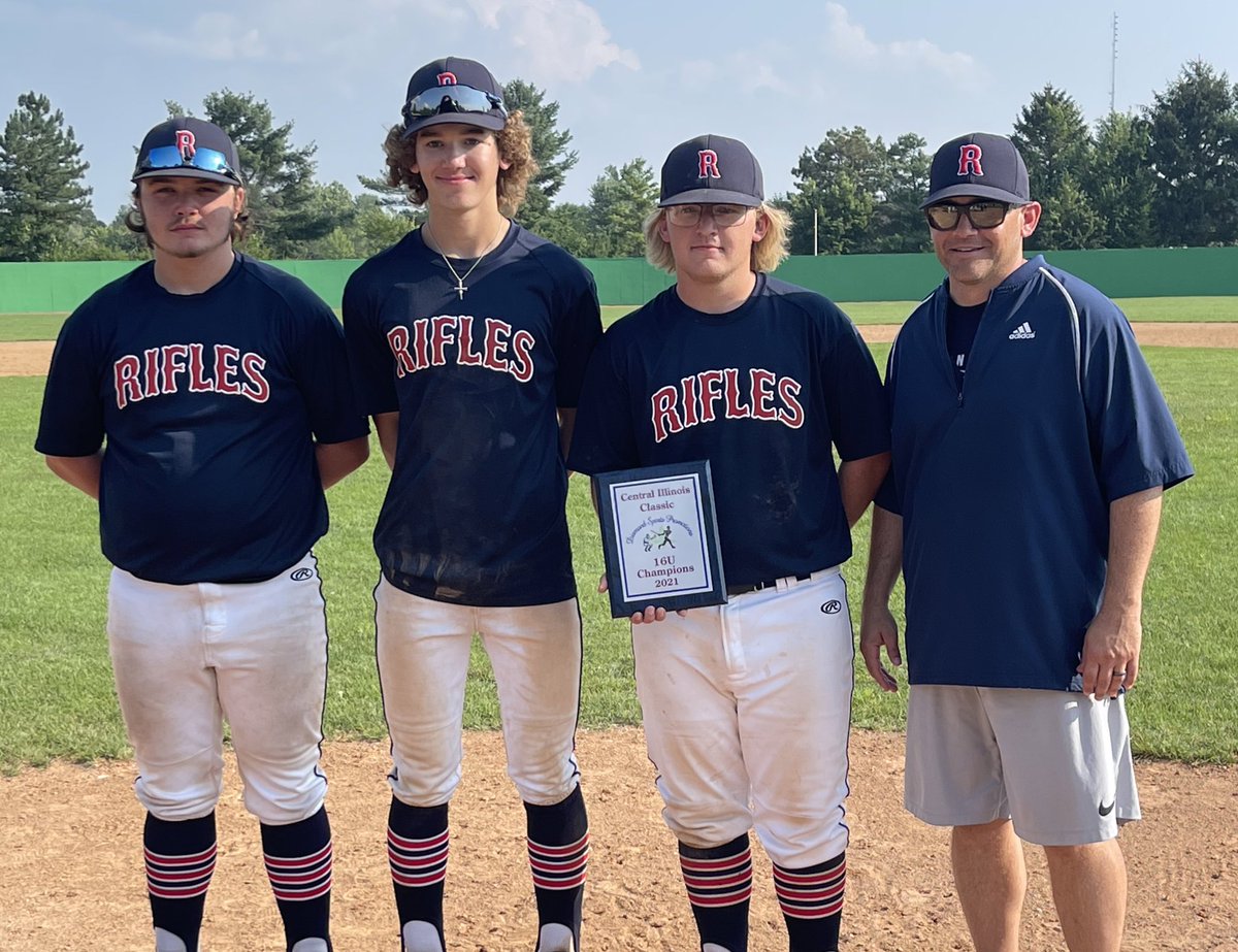 TMilligan79's tweet photo. Fun watching these #TCSV guys play this summer for the @baseballrifles. All 3 w/a great summer. @AlexBudd15 (2023) solid all summer on the mound. @RupleBryce (2023) was a wall behind the plate. @Parker_Mi11igan (2022) locking down CF. @StormSvhs @UNCOMMITTEDBSB @JucoUncommitted https://t.co/WhC55PrbzW