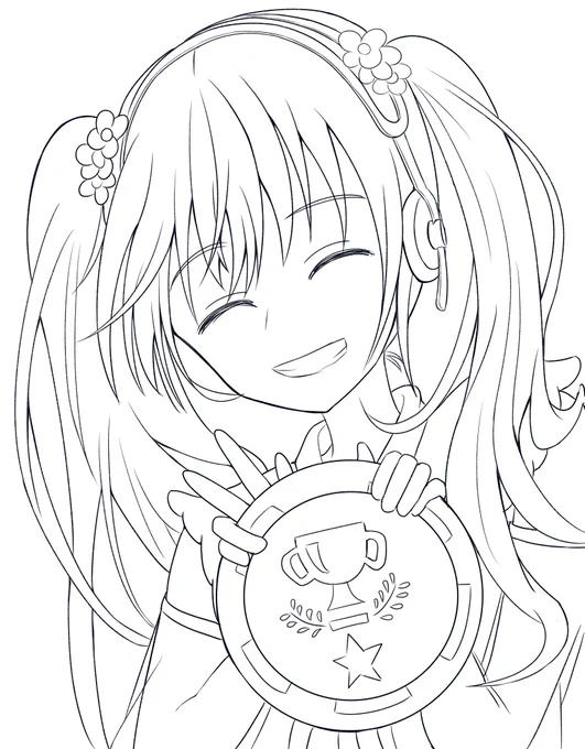 朝線画だけ進めたミクさん
#初音ミク 