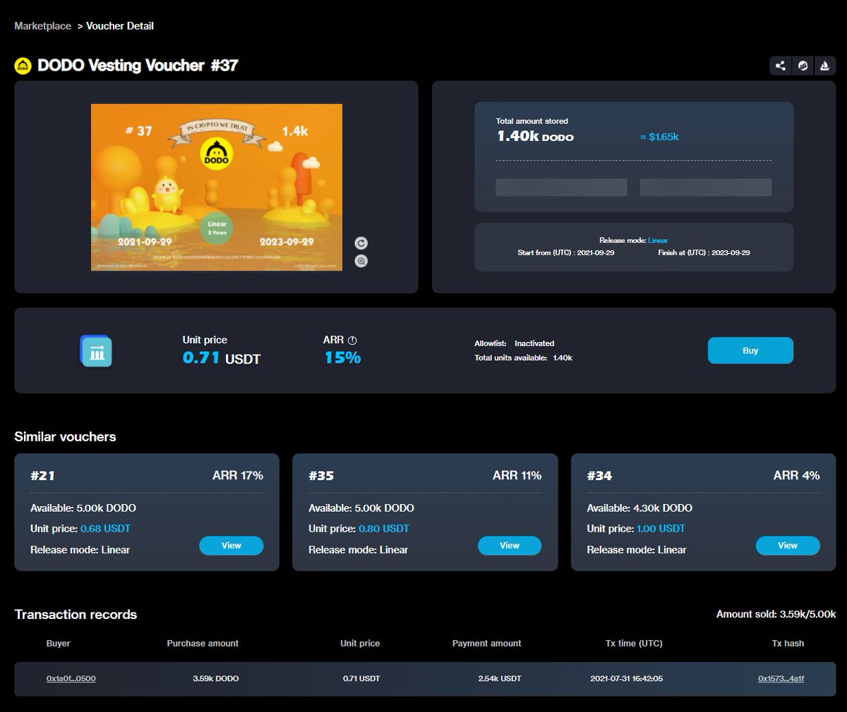 myanTokenGeek's tweet photo. Solv launched DoDO voucher auction on July 28 at $0.49366. Now, the current price is $0.71, this makes 42.82% growth in 5 days. https://t.co/J3MgP0fcQS