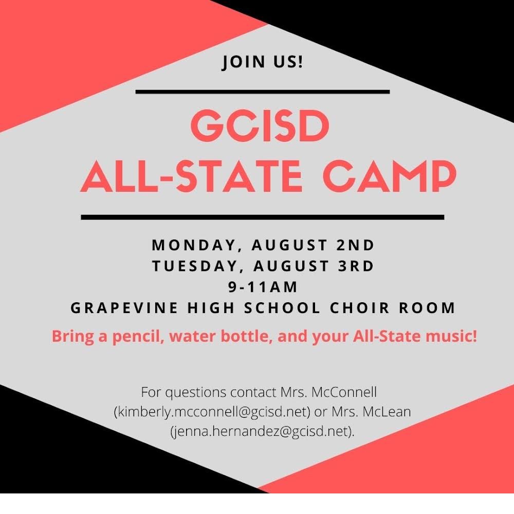 ATTENTION ALL STATE AUDITIONERS!! All State Camp is August 2nd &amp; 3rd at GHS. Hope to see you guys there! #gopantherchoir
