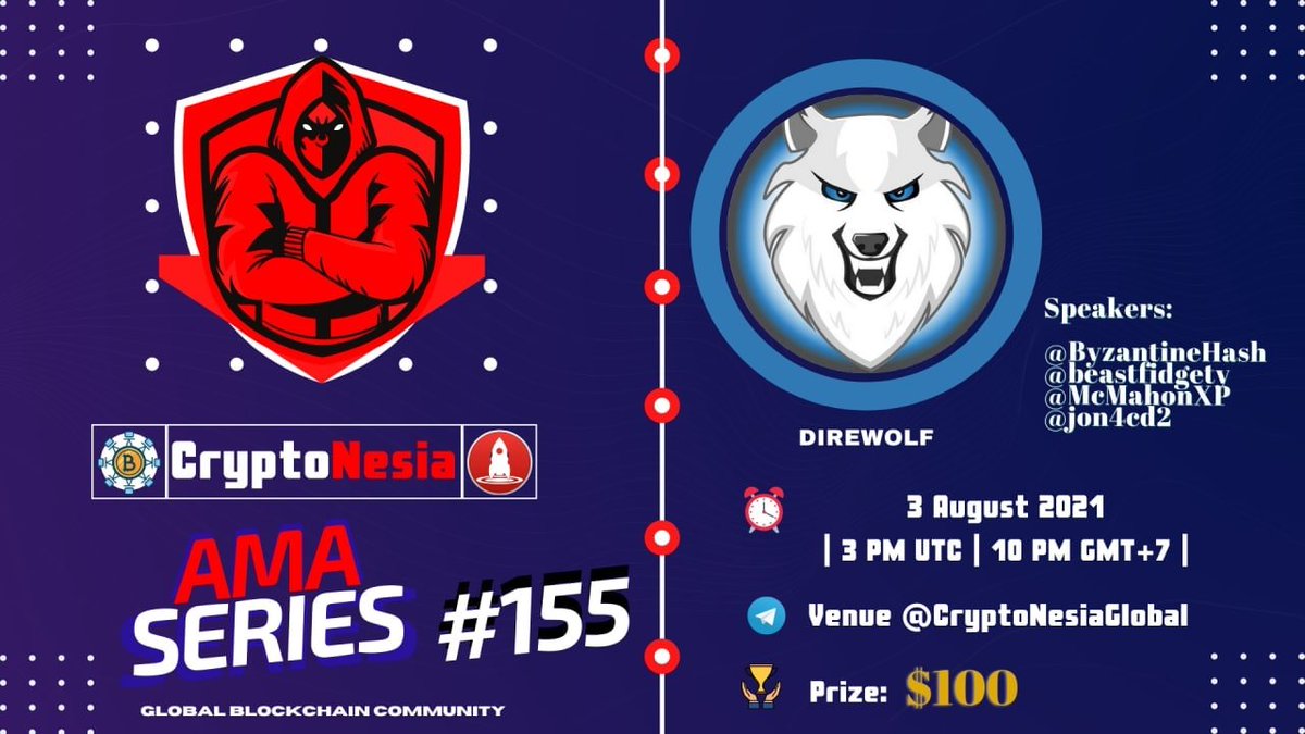 CryptoNesia2019's tweet photo. 🔥 CryptoNesia will hold an AMA with Direwolf on 3 August 2021 at 3 PM UTC | 10 PM GMT+7.

👉https://t.co/aqLklbOAcS👈

Rules:
1. Follow @direwolftoken, &amp; @CryptoNesiaReal
2. Like, Retweet, &amp; Send Your Question! Max 5 Questions!

#AMA #AMACRYPTO https://t.co/GNn2iypfUf