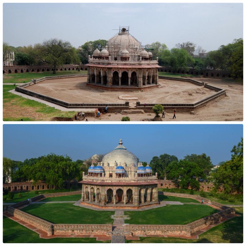 #sunkengarden
The discovery of original levels makes Isa Khan’s tomb garden the earliest surviving sunken garden of the Persian tradition.
The garden was revealed during ongoing works and 300,000 cubic feet of the earth have been manually removed to restore the original levels.