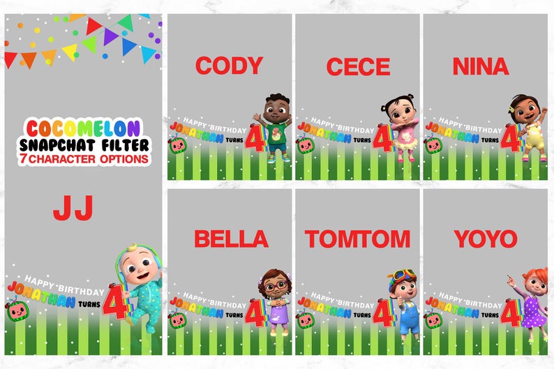 LilyJaneKreates's tweet image. New Cocomelon snapchat filter, 7 Characters to choose from etsy.com/listing/105730… #cocomelon #cocomelonbaby #customfilter #SmallBusiness #etsyseller