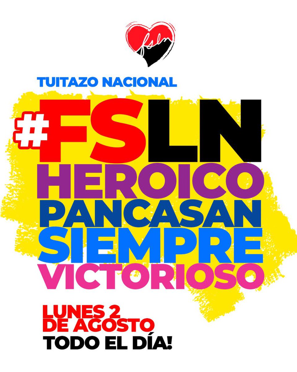 Mañana todos a tomarnos las redes
Iniciamos Agosto Victorioso por más Victorias  para el pueblo ✊ 

#FSLNHEROICOPANCASANSIEMPREVICTORIOSO