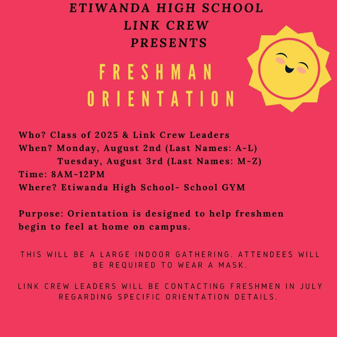 Hey Incoming Freshmen!!

Happenin tomorrow Monday August 2 from 8AM-12PM‼️‼️