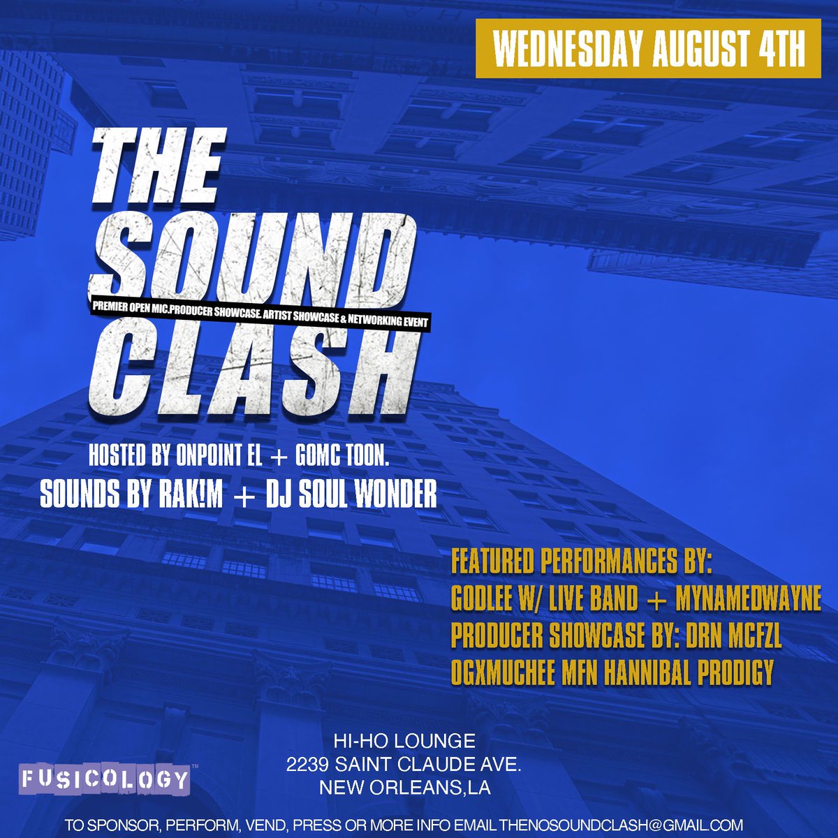 TheSoundCLASH's tweet image. #NOLA! @TheSoundCLASH Open Mic + Producer Showcase + Artist Showcase + Networking Event is this Wednesday at @HiHoNola. Doors at 8p. Producer showcases by @Prosper__Jones @MFNHANNIBAL @_B4Prodigy @ogxmuchee @DRNMCFZL 🎟😷 Get tix #linkinbio or $10 doors.