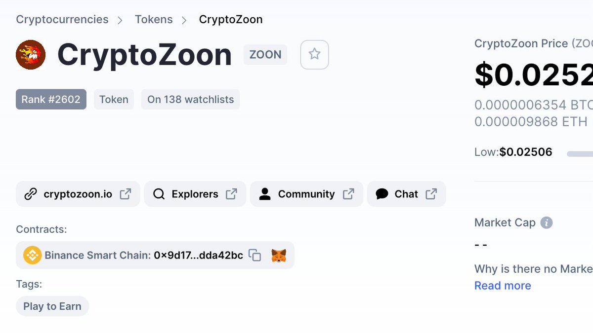 🚨 coinmarketcap.com/currencies/cry… 🚨 

Login to your Coinmarketcap account and click the star to add ZOON into your watchlist Medium ⭐️

<a href="/CoinMarketCap/">CoinMarketCap</a>

#P2E $ZOON #CryptoZoon #CryptozoonBsc