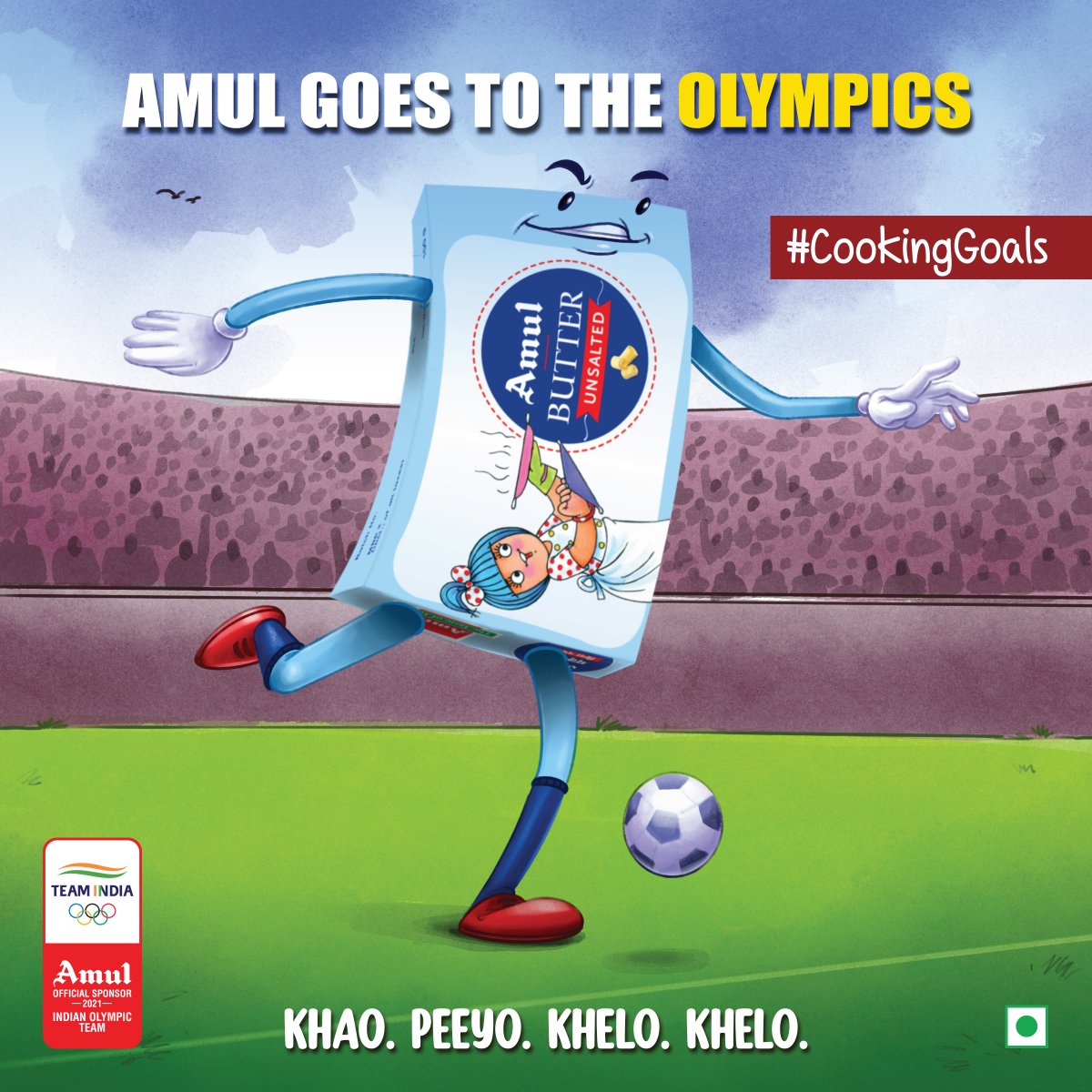‘Kick-start’ your day with Amul Unsalted Butter, a healthy source of fats and nutrients for your body! Amul - Proud official sponsor for the 2021 Indian Olympic Team. 
#AmulIndia #Olympics2021 #TokyoOlympics2020 #AmulUnsaltedButter #CookingGoals