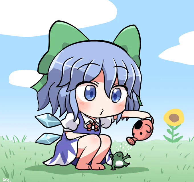 夏チルノ🐸🚿😗 #おは東方 