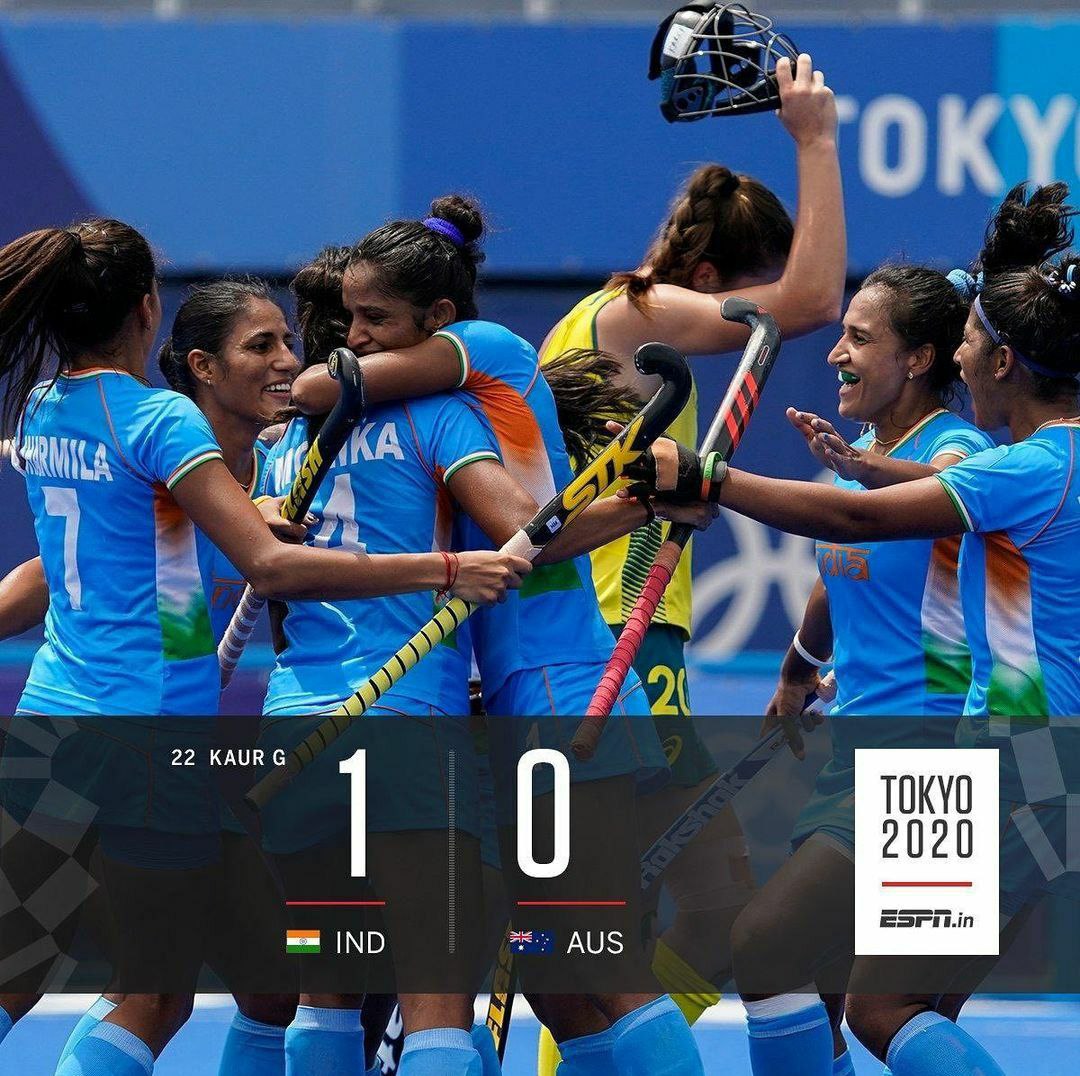तीन वेळा ऑलम्पिक गोल्ड मेडल जिंकणाऱ्या ऑस्ट्रेलियन टीम ला 1-0 ने नमवत भारतीय महिला हॉकी टीमने सेमी फायनल मध्ये प्रवेश केला आहे.

#Olympics2020