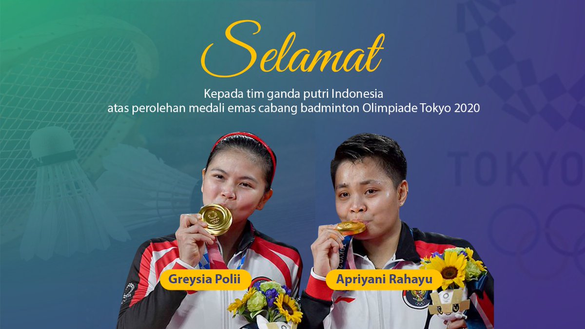 HaedarNs's tweet photo. Muhammadiyah menyampaikan selamat dan bangga  atas raihan medali emas Olimpiade Tokyo pebulutangkis ganda putri Greysia Polii dan Apriyani Rahayu. https://t.co/TkJ6vqqN6z