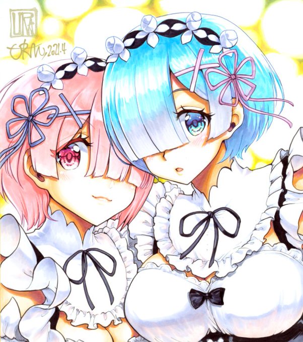 今日の色紙321日目
reゼロのレム&ラムです。
レムは何度も描いたけどラムのほうはこれが初描きです。

#描いた色紙なるべく毎日アップする
#コピック #アナログ絵 #Reゼロから始める異世界生活 #レム #ラム #リゼロ 
どうでもいいけど321ときたらSTARS…と連想してしまう。 