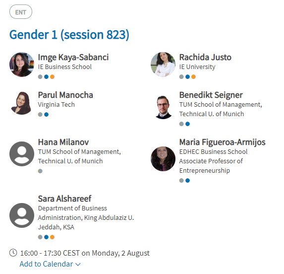 imgekayasabanci's tweet photo. #AOM2021
Interested in #women #entrepreneurship?

Join us at 16:00 CEST for the first #gender session of #ENTDivision. 5 interesting papers from @rachidajusto @parulmanocha #BenediktSeigner @Hana_Milanov #MariaFigueroaArmijos @sara_alshareef 

#AcademicTwitter #AcademicChatter https://t.co/e1pAOLcpNd