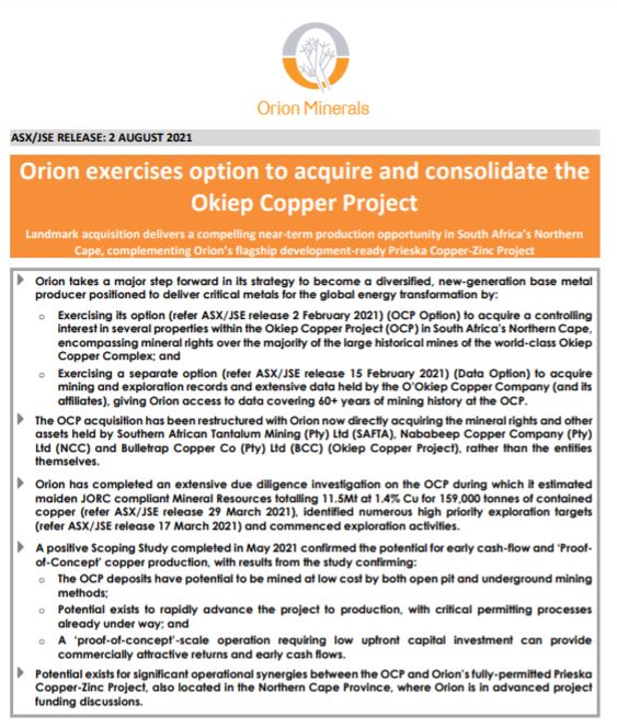 Orion Minerals on Twitter "The OCP is a significant growth opportunity