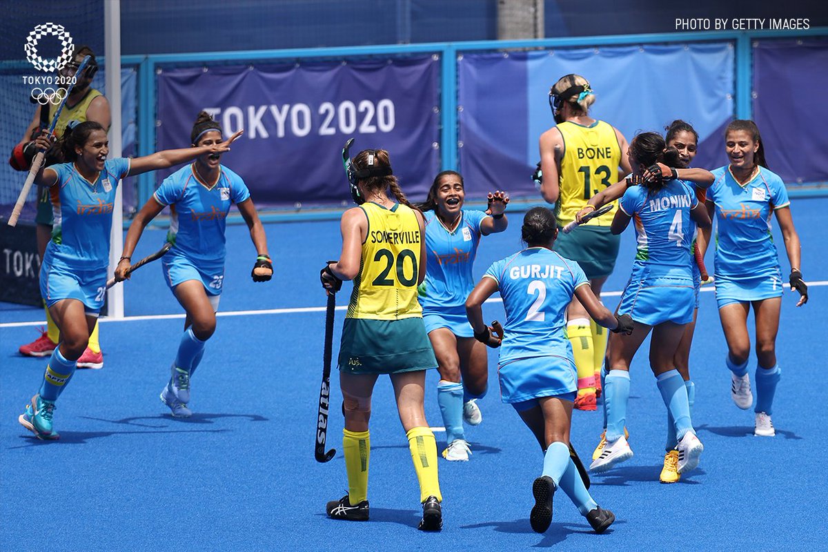 HISTORY HAS BEEN MADE!!! The #Indian #women's #hockey team scripted history today by qualifying for the Olympic Games semifinals for the first time, beating three-time champions Australia by a solitary goal. Congratulations and best wishes to Indian women's hockey team.