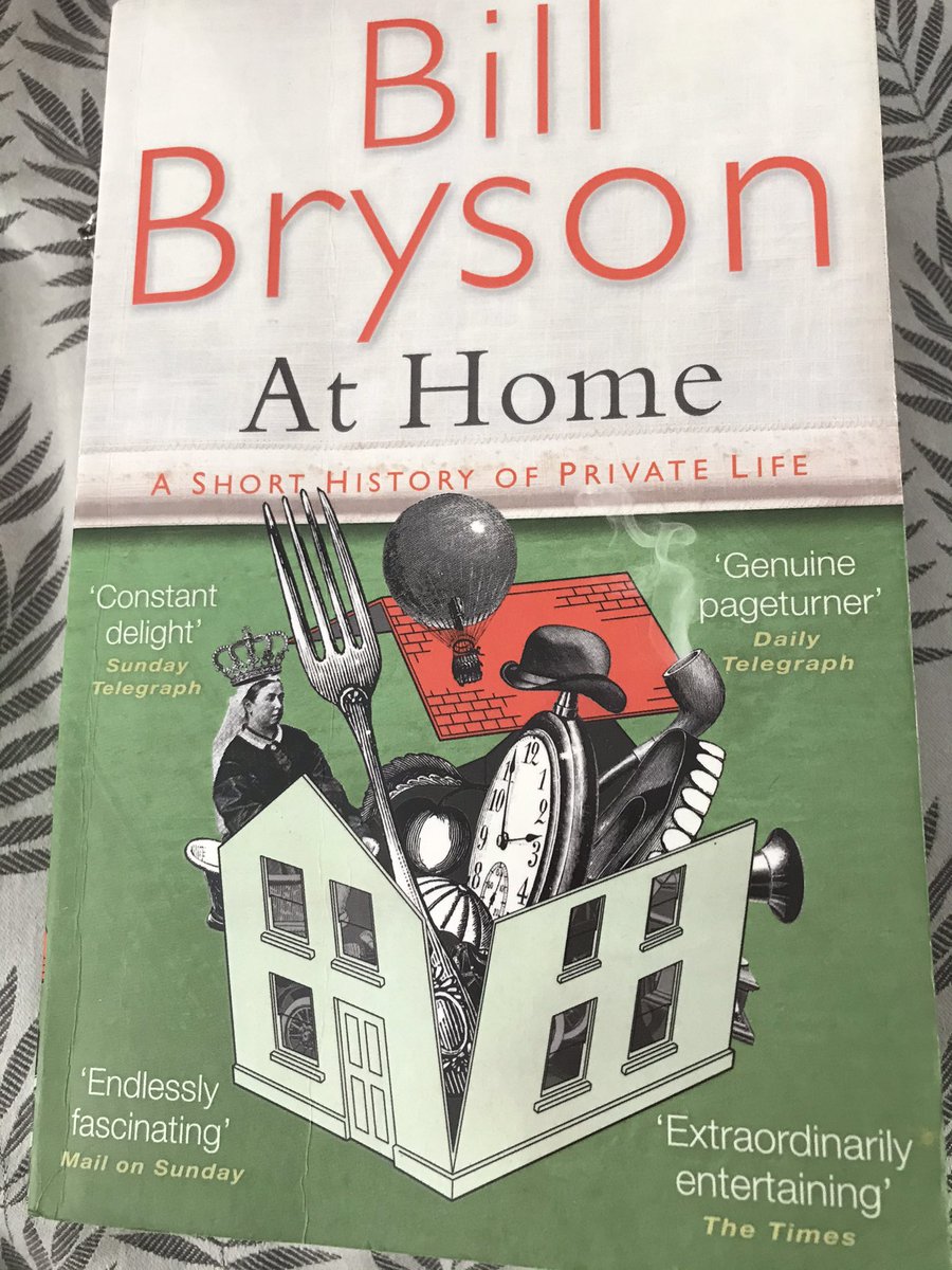 Sad this is coming to the end. Love all the references to origins of words and our strange behaviour. The ‘board’ in room & board refers to the mobile plank we’d lay across our laps as a table, while forks were once considered unmanly and dangerous! Will now read all @billbrysonn