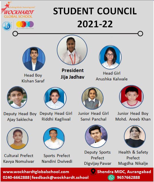 Wockhardt Global School proudly presents the newly elected Student Council for the academic year 2021-22!