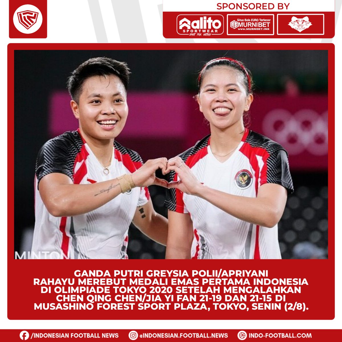 IDNFootballNews's tweet photo. #IFN | 🇮🇩 Medali emas pertama Indonesia di Olimpiade Tokyo 2020 #BadmintonIndonesia #PSBI https://t.co/z2dhDUzKbS