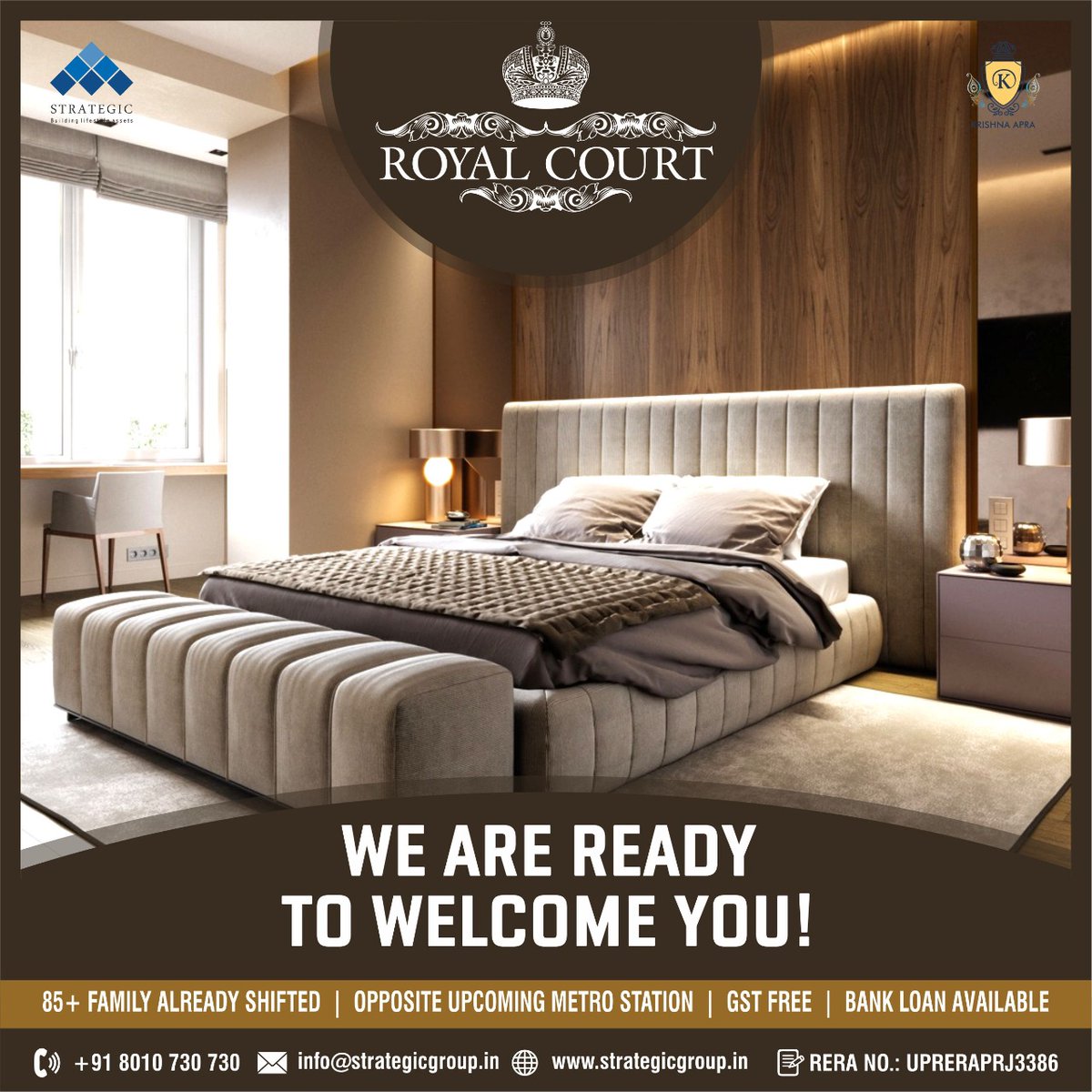 group_strategic's tweet photo. Ready to move in with great amenities in a premium location. Click to see the Royal Court - Luxury apartments in Greater Noida West.    #home #readytomovein #readyforpossession #greatamenities #amenities #luxuryapartments #strategicgroup #RoyalCourt https://t.co/D0JEGk6MvN
