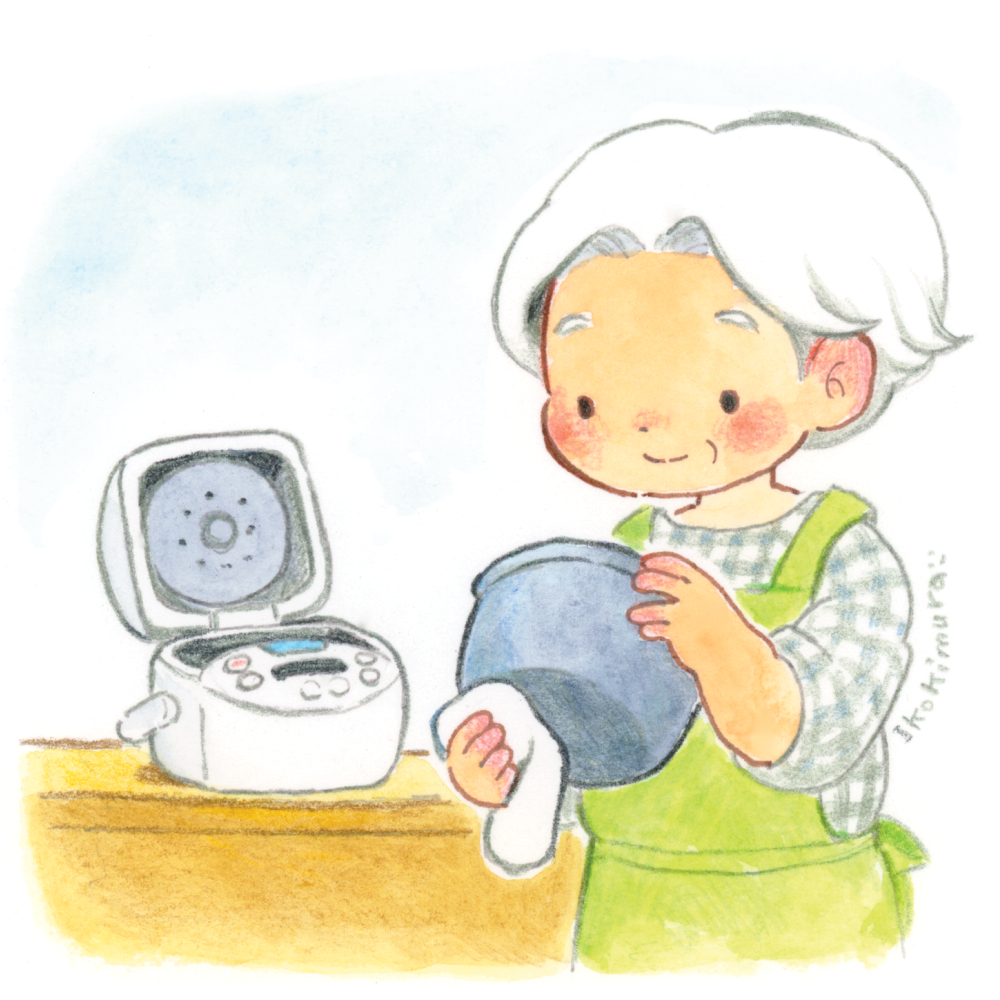 月刊清流2021年9月号「家電de暮らし快適!」のイラストを描きました。今回は炊飯器でおいしいごはんを炊くコツです。 