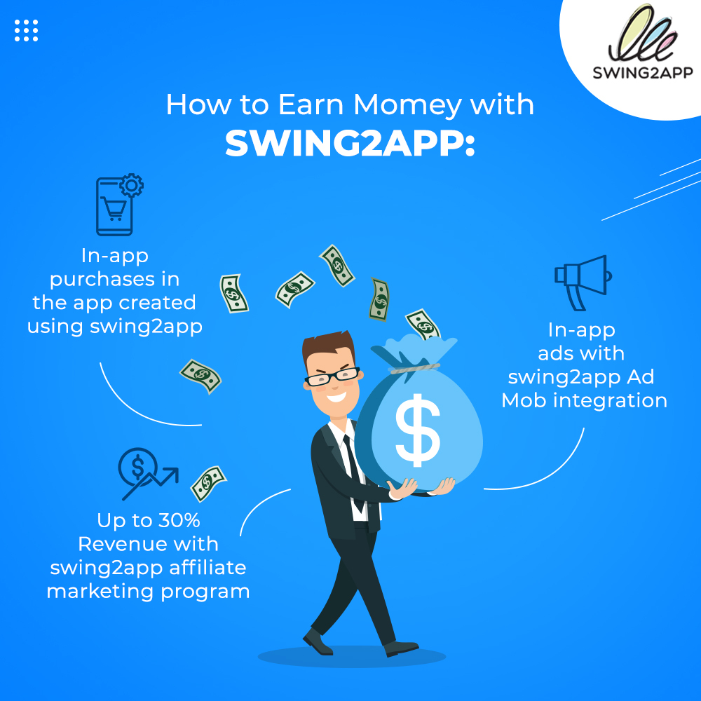 Swing2App's tweet image. Checkout 3 easy and genuine way to make money from your app created on Swing2App. 

Create and monetize your app today!
Visit: swing2app.com

#mobileapps #codelessapp #makemoneyfromapps #appdevelopingapp #earnmoneyfromhome #googleads  #appbuilder #swing2app #googleadmob